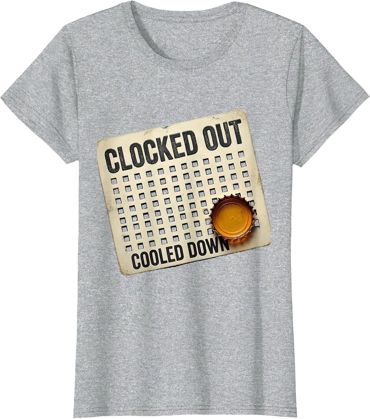 Women's Clocked Out Cooled Down Vintage Humor Labor Day Cookout T-Shirt - Heather Grey