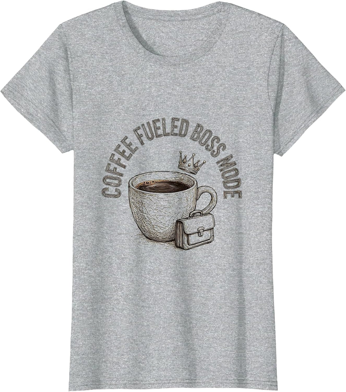 Coffee Fueled Boss Mode Labor Day Design T-Shirt - Heather Grey