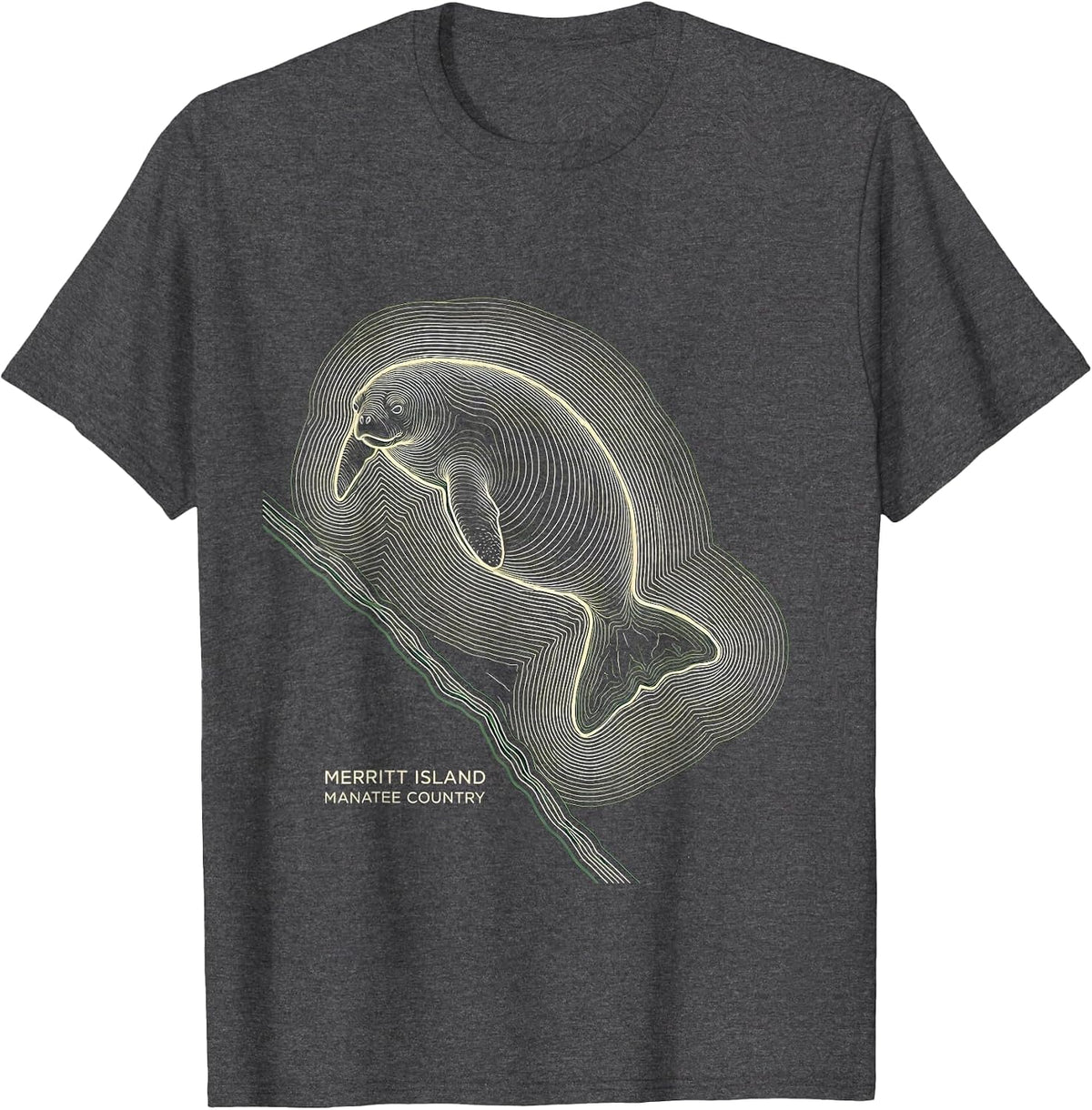 Merritt Island Manatee Country Florida Swamp Pride Retro T-Shirt - Dark Heather Grey