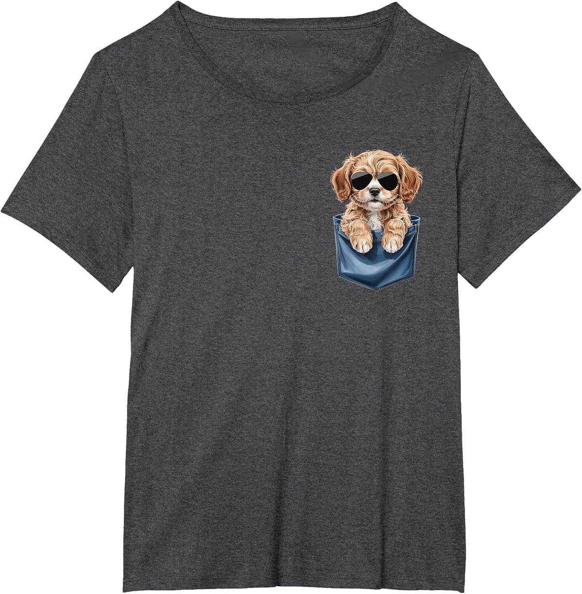 Cute Pocket Cavapoo Lover Doodle Dog Mom T-Shirt - Dark Heather Grey