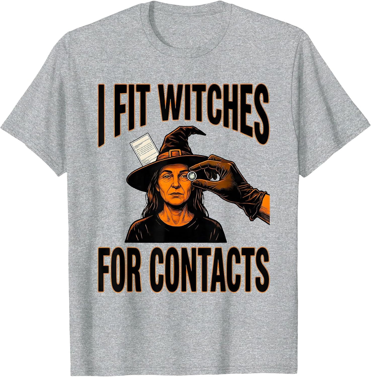 Men's I Fit Witches For Contacts Funny Optometrist Halloween Eye T-Shirt - Heather Grey