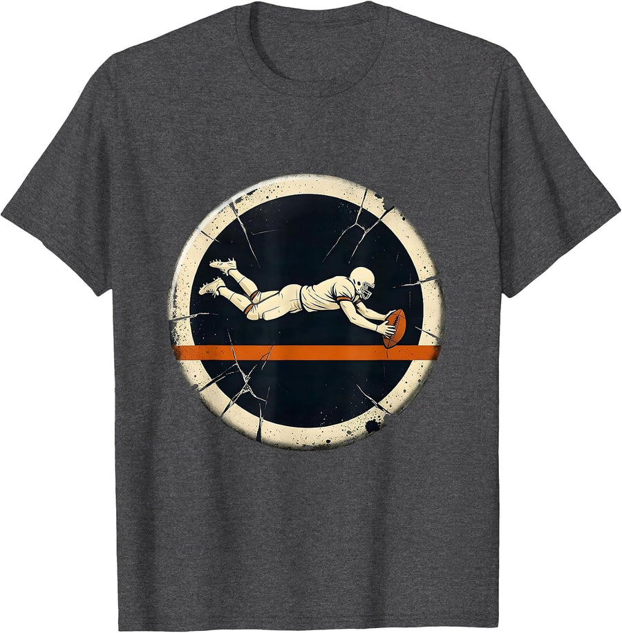 Men's Diving Lineman Football Fan Humor Parody T-Shirt - Dark Heather Grey