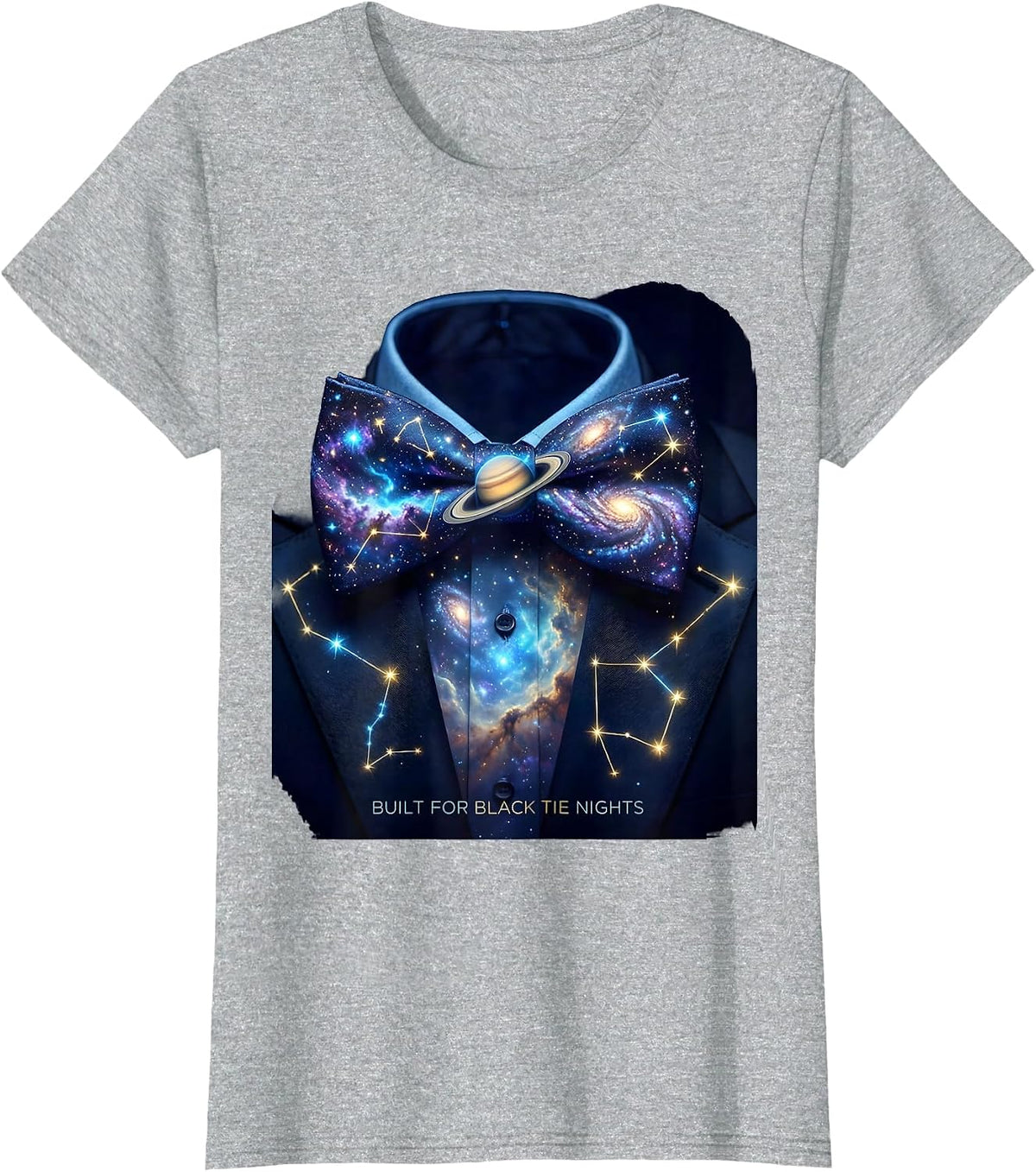 Women's Built for Black Tie Nights Tuxedo Graphic T-Shirt - Heather Grey