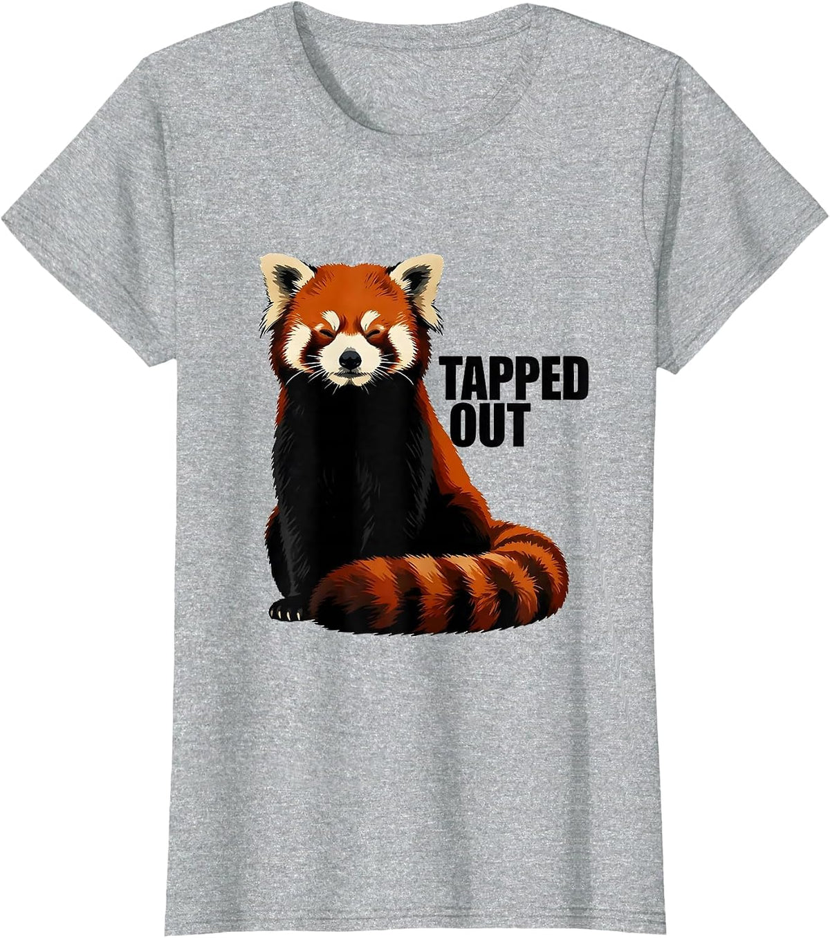 Tapped Out Minimalist Red Panda Animal Lover Gift T-Shirt - Heather Grey