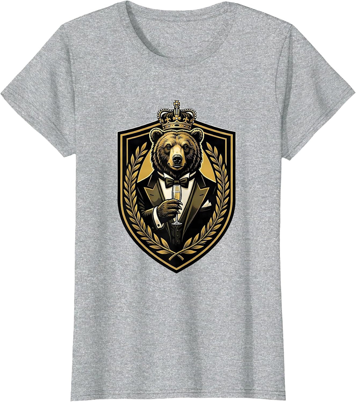 Fancy Bear in Tuxedo Champagne Toast Design T-Shirt - Heather Grey