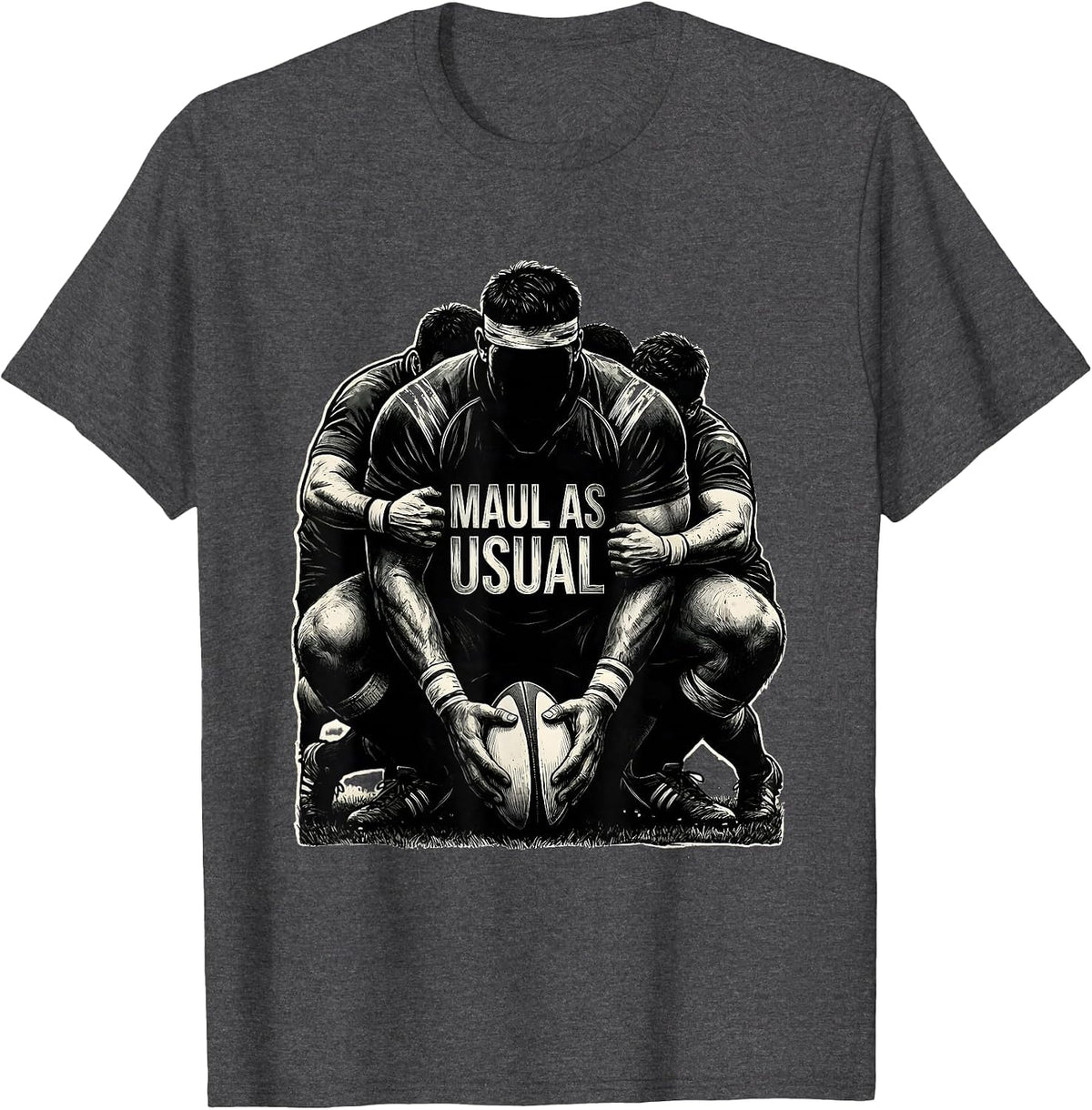 Men's Maul As Usual Funny Rugby Player Coach Fan Humor T-Shirt - Dark Heather Grey
