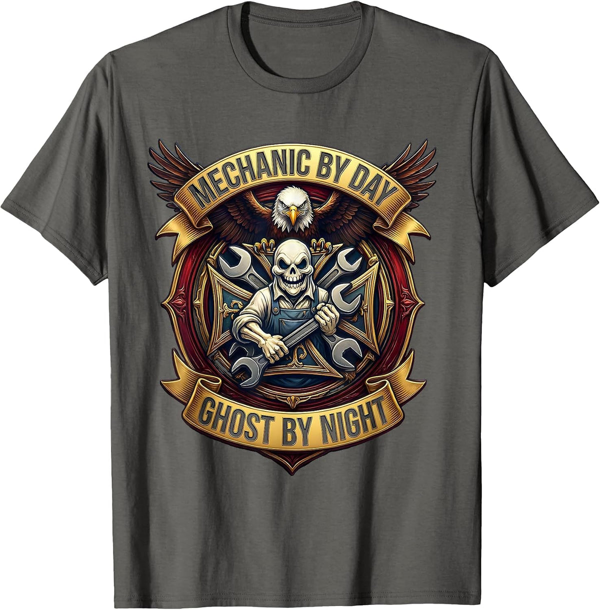 Men's Boo Crew Mechanic Halloween Ghost Design T-Shirt - Asphalt Grey