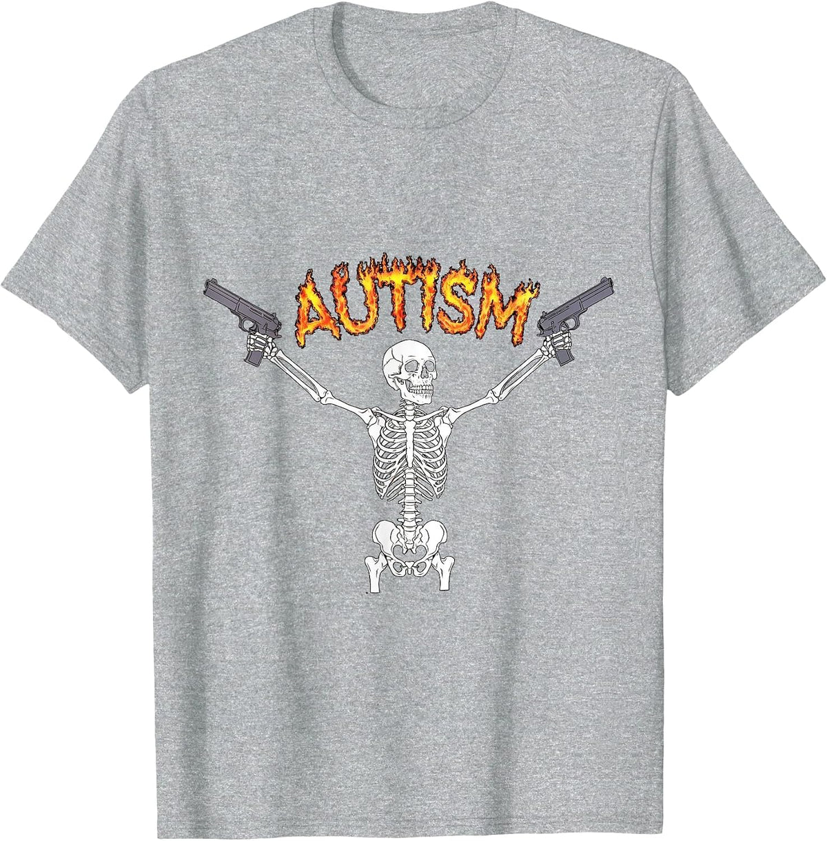 Autism Awareness Skeleton Autism Skeleton Funny Meme T-Shirt - Heather Grey