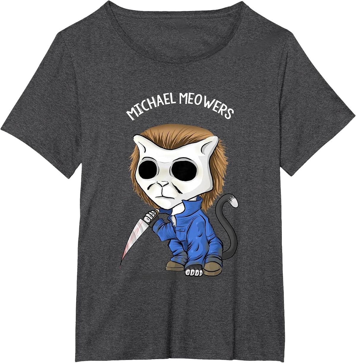 Michael Meowers/Halloween Cat T-Shirt - Dark Heather Grey