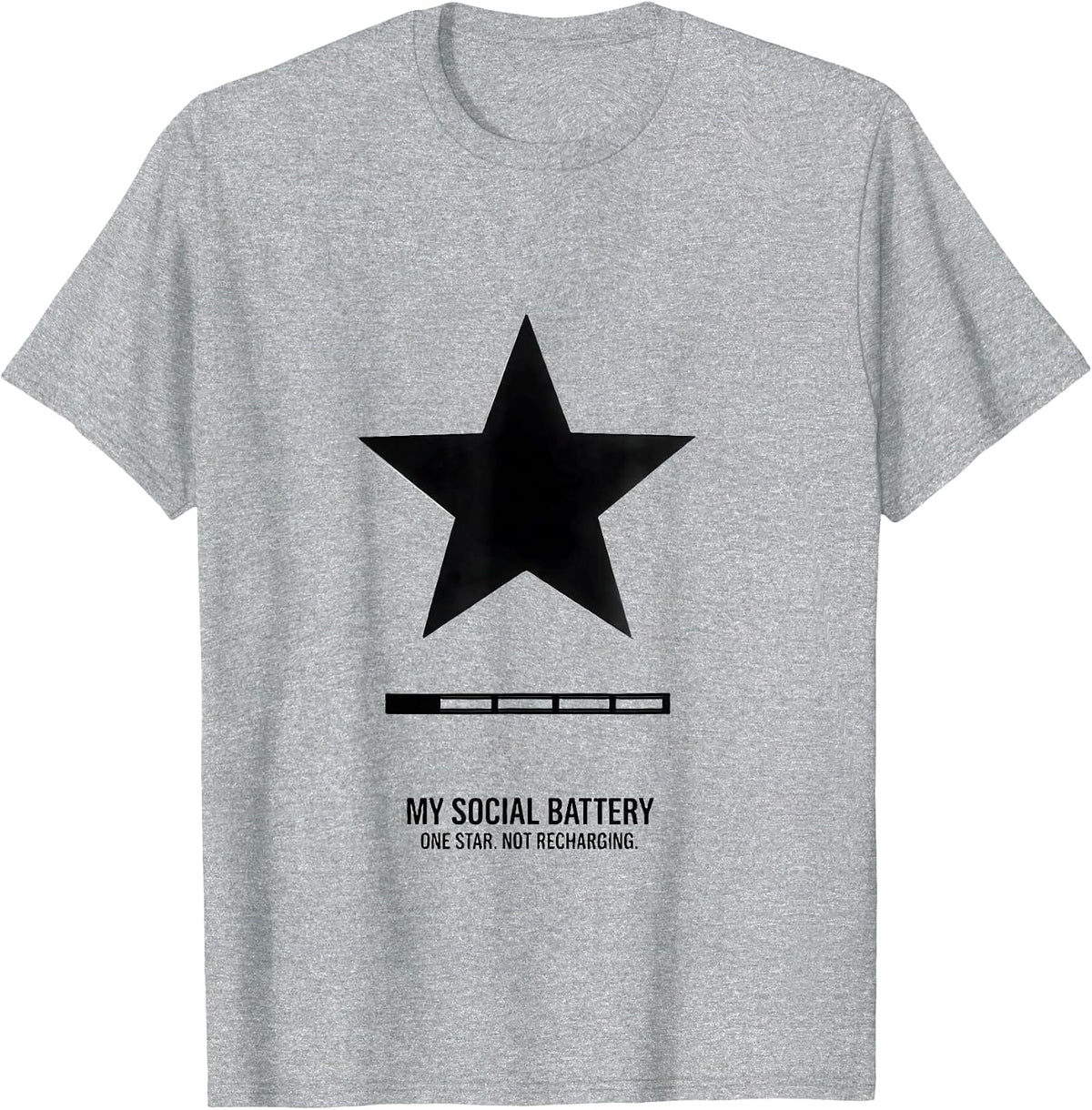 Men's My Social Battery One Star Not Recharging Sarcastic T-Shirt - Heather Grey