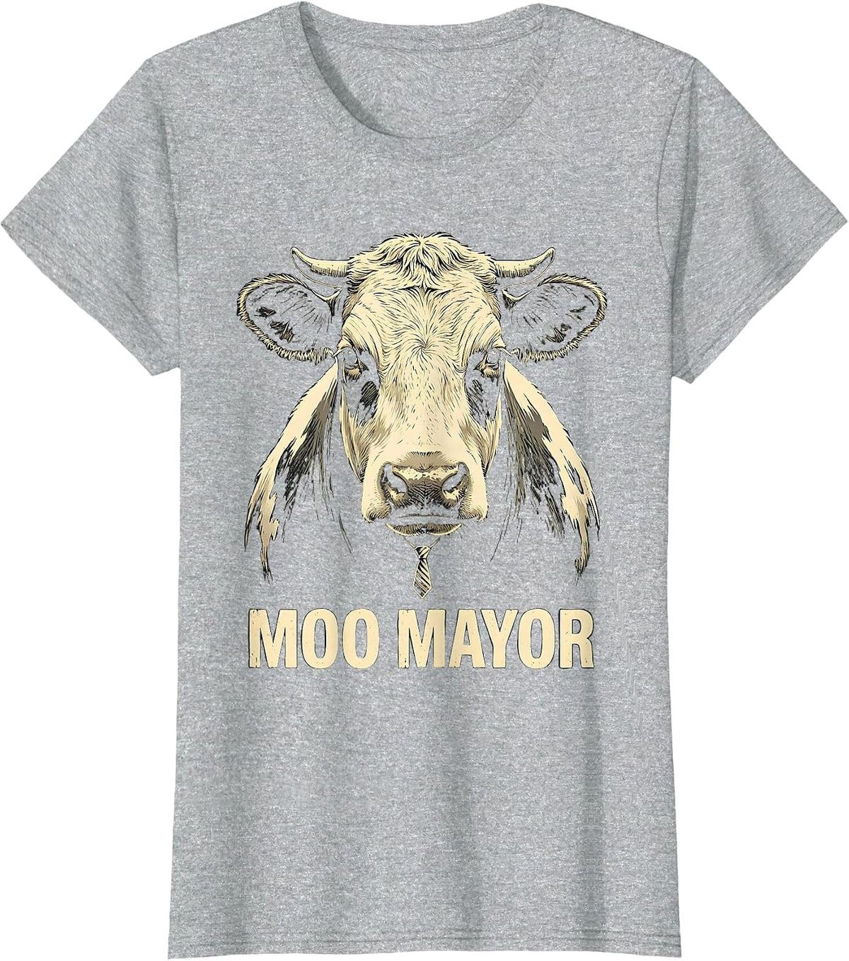 Moo Mayor Funny Cow Farm Animal Lover Humor T-Shirt - Heather Grey
