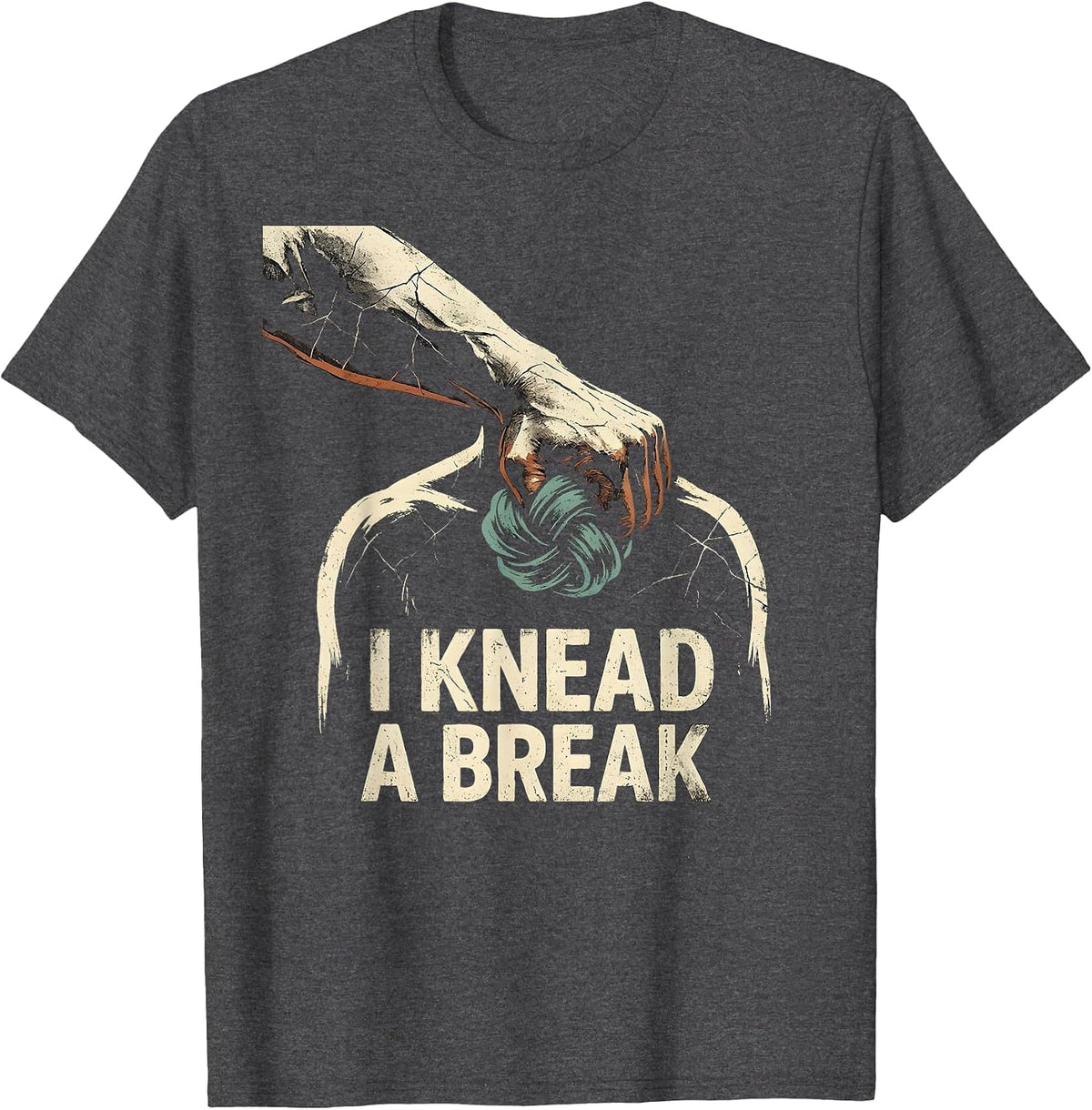 Men's I Knead A Break Distressed Massage Therapist LMT Gift T-Shirt - Dark Heather Grey