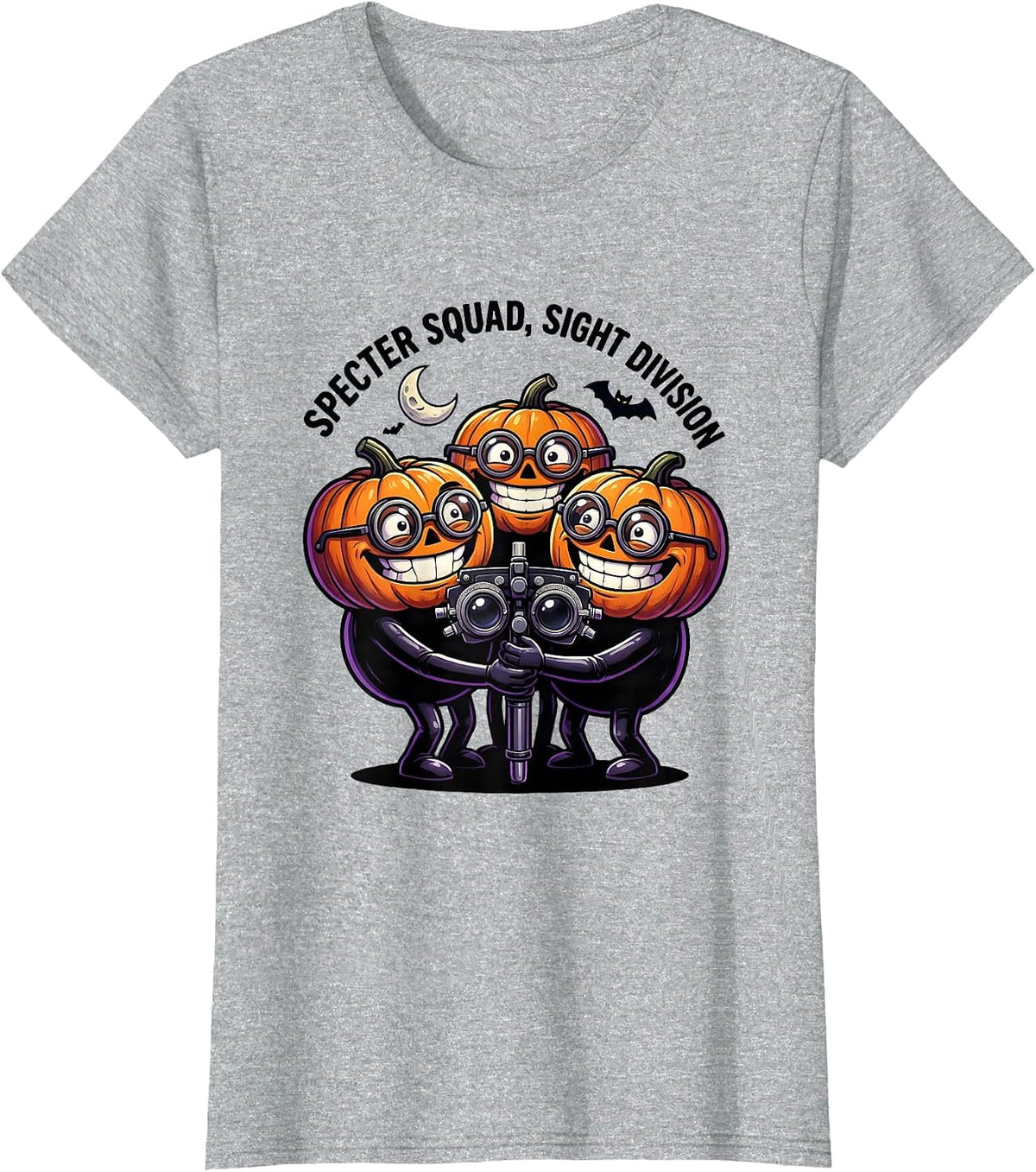 Specter Squad Sight Division Cartoon Halloween Optometrist T-Shirt - Heather Grey
