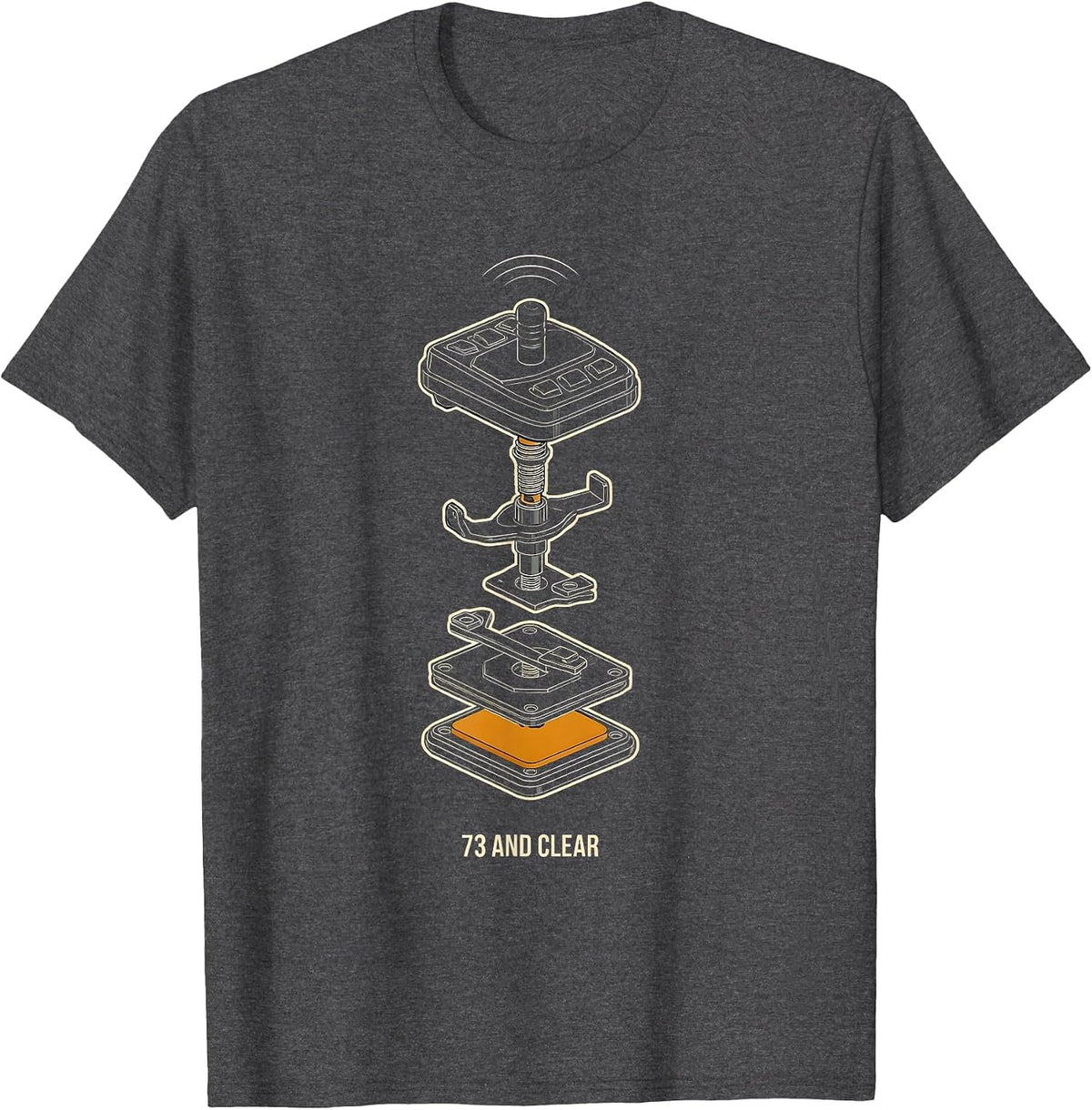 73 And Clear Funny Ham Radio Operator Hobbyist Gift T-Shirt - Dark Heather Grey