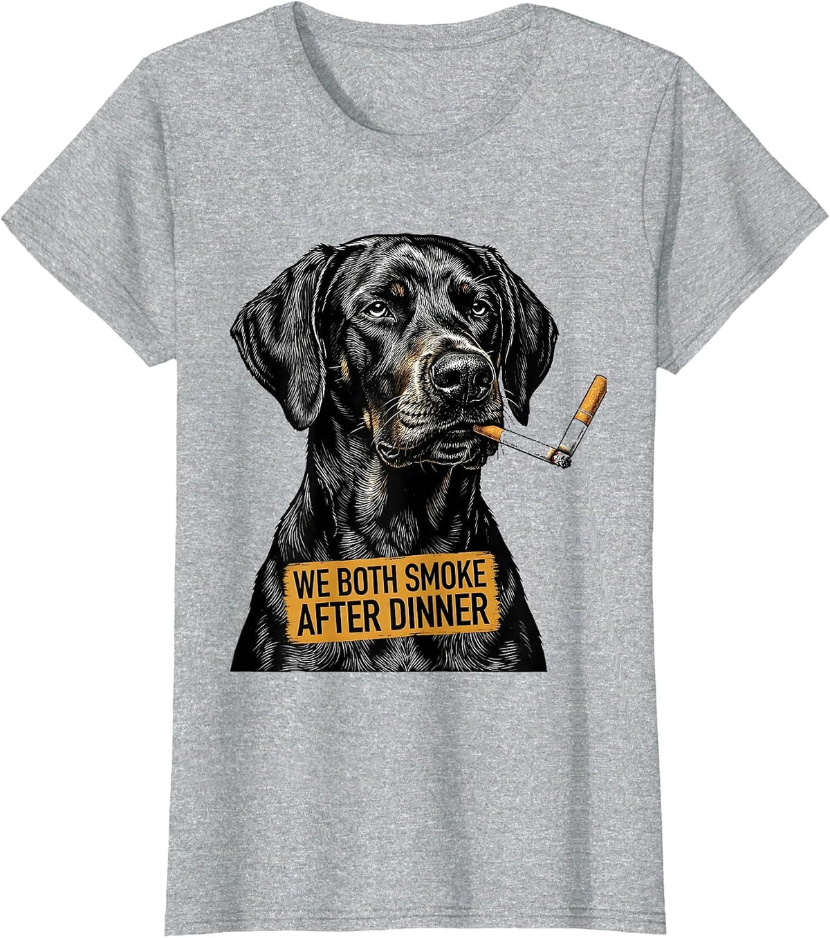 We Both Smoke After Dinner Funny Weimaraner Dog Meme Humor T-Shirt - Heather Grey