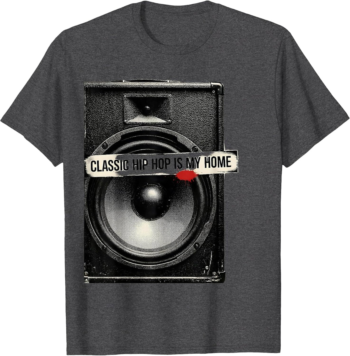Classic Hip Hop Is My Home Vintage Speaker Cabinet T-Shirt - Dark Heather Grey