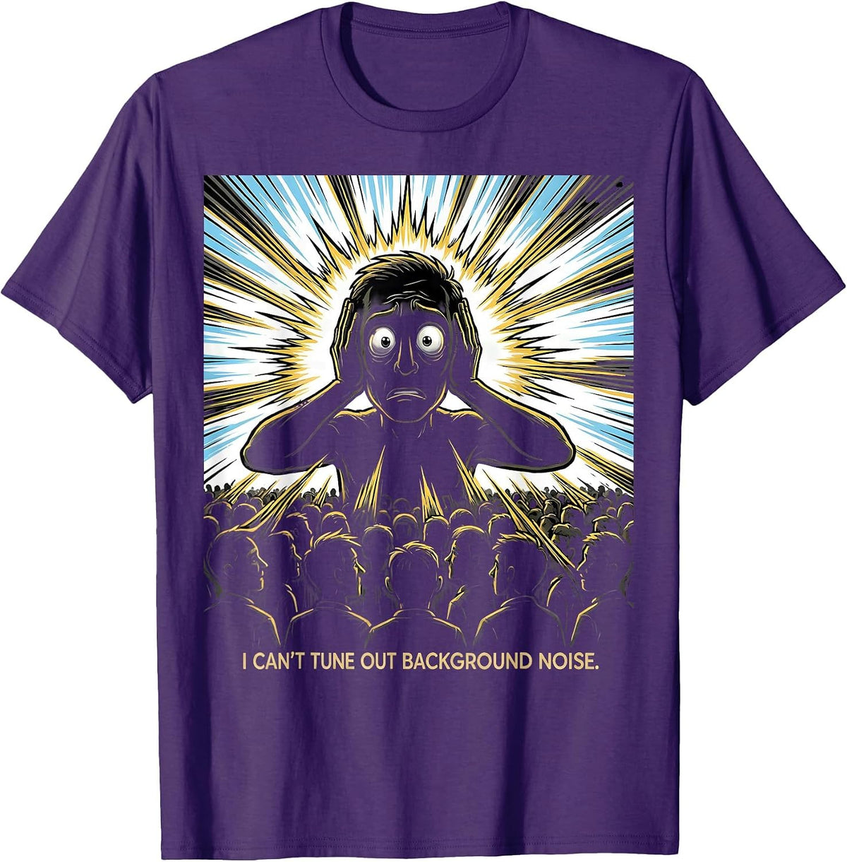 I Can't Tune Out Background Noise Funny Autistic ADHD Meme T-Shirt - Purple