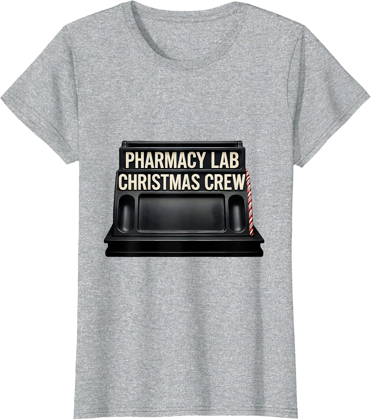 Women's Pharmacy Lab Christmas Crew Funny Pharmacy Tech Squad T-Shirt - Heather Grey