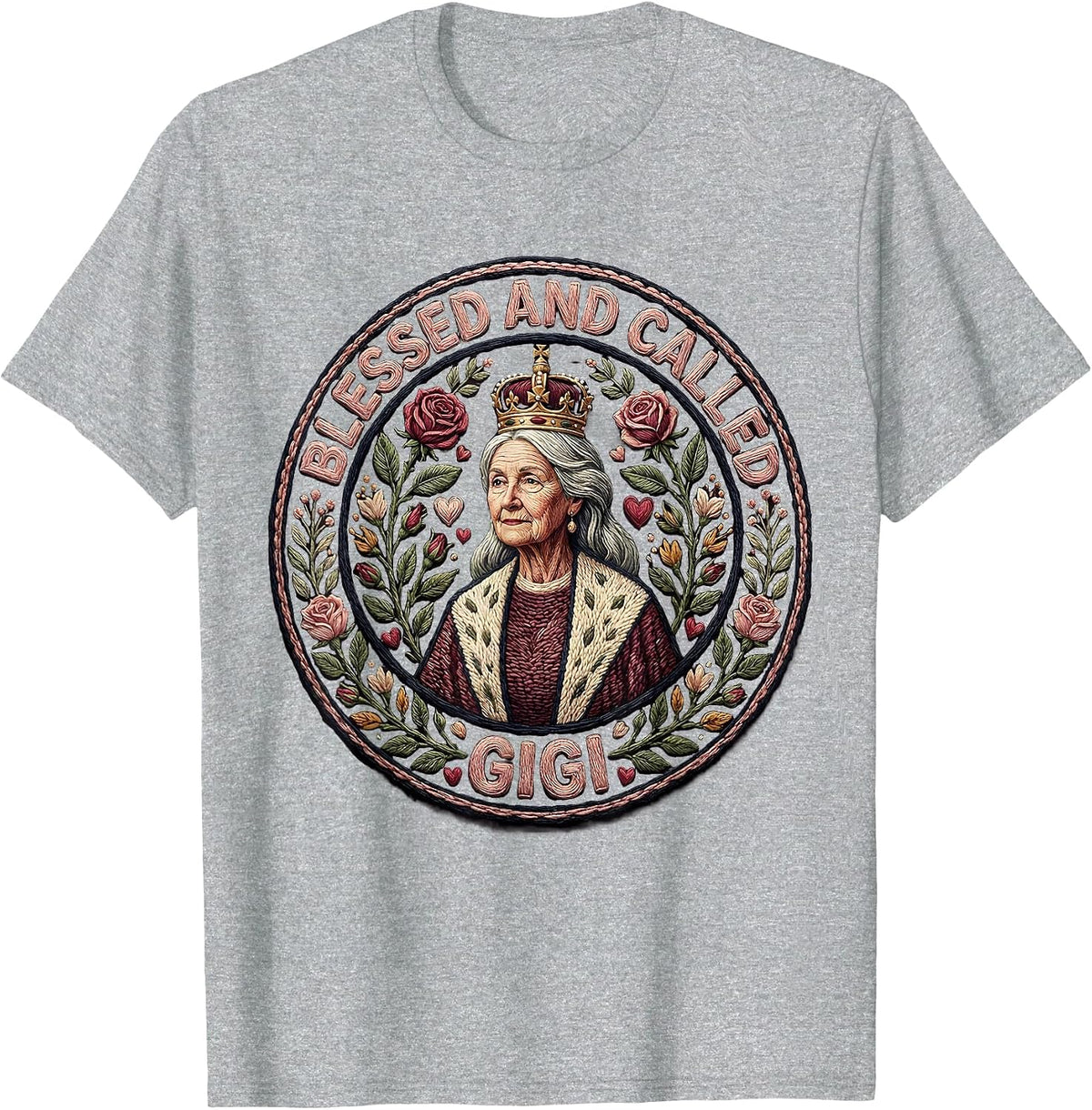 Men's Blessed and Called Gigi Grandmother Design T-Shirt - Heather Grey