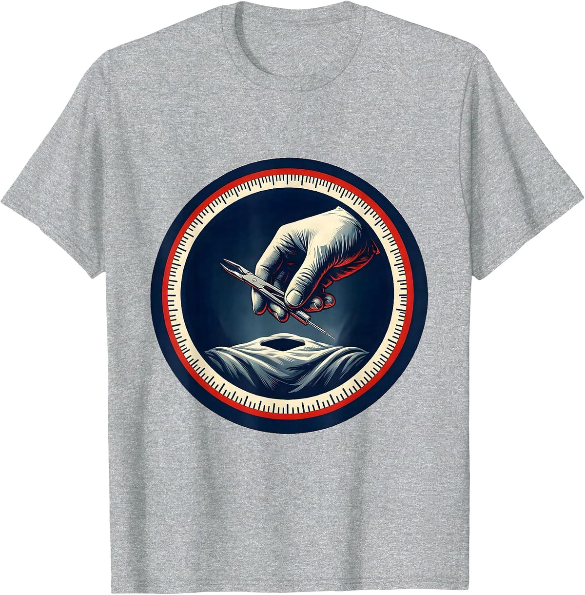 Men's Surgical Tech Emblem Medical Scrub Tech Pride T-Shirt - Heather Grey