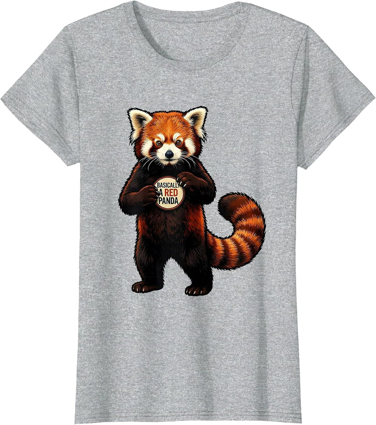 Basically A Red Panda Funny Red Panda Lover Animal T-Shirt - Heather Grey