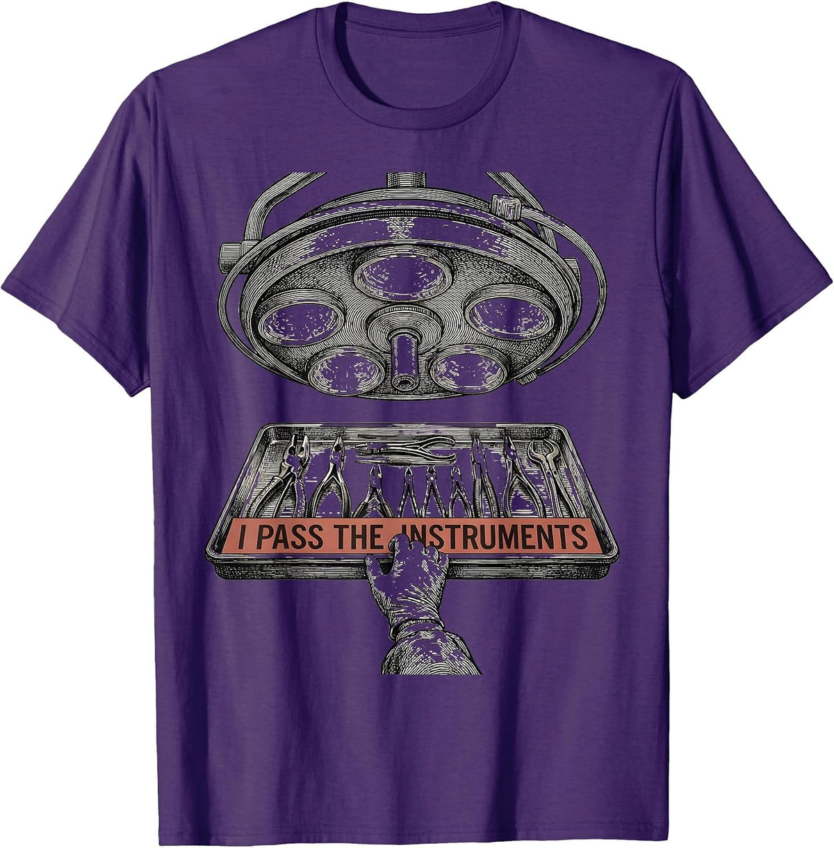 Men's I Pass The Instruments Playful Surgical Tech Occupational T-Shirt - Purple
