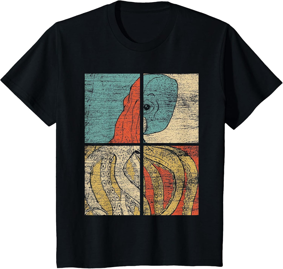 Pop Art Squid Octopus T-Shirt - Black