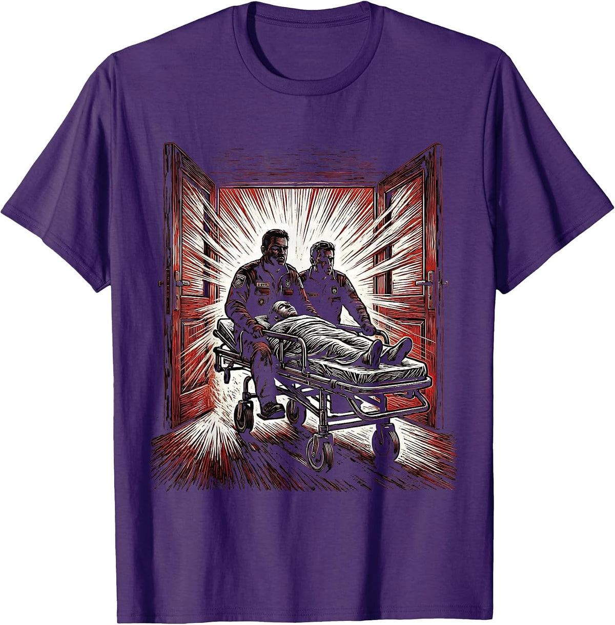 Men's EMT Rushing Patient on Stretcher Graphic T-Shirt - Purple