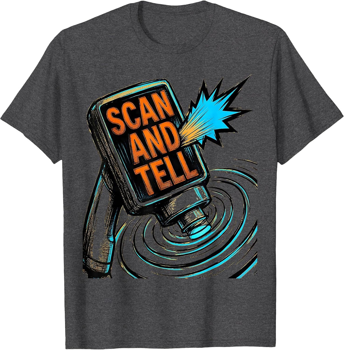Men's Scan And Tell Comic Book Sonographer Ultrasound Tech Humor T-Shirt - Dark Heather Grey