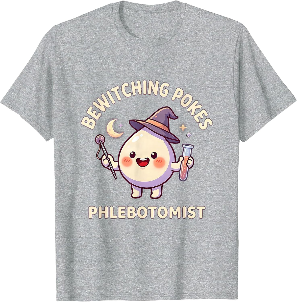 Men's Bewitching Pokes Phlebotomist Funny Nurse Halloween Hocus T-Shirt - Heather Grey
