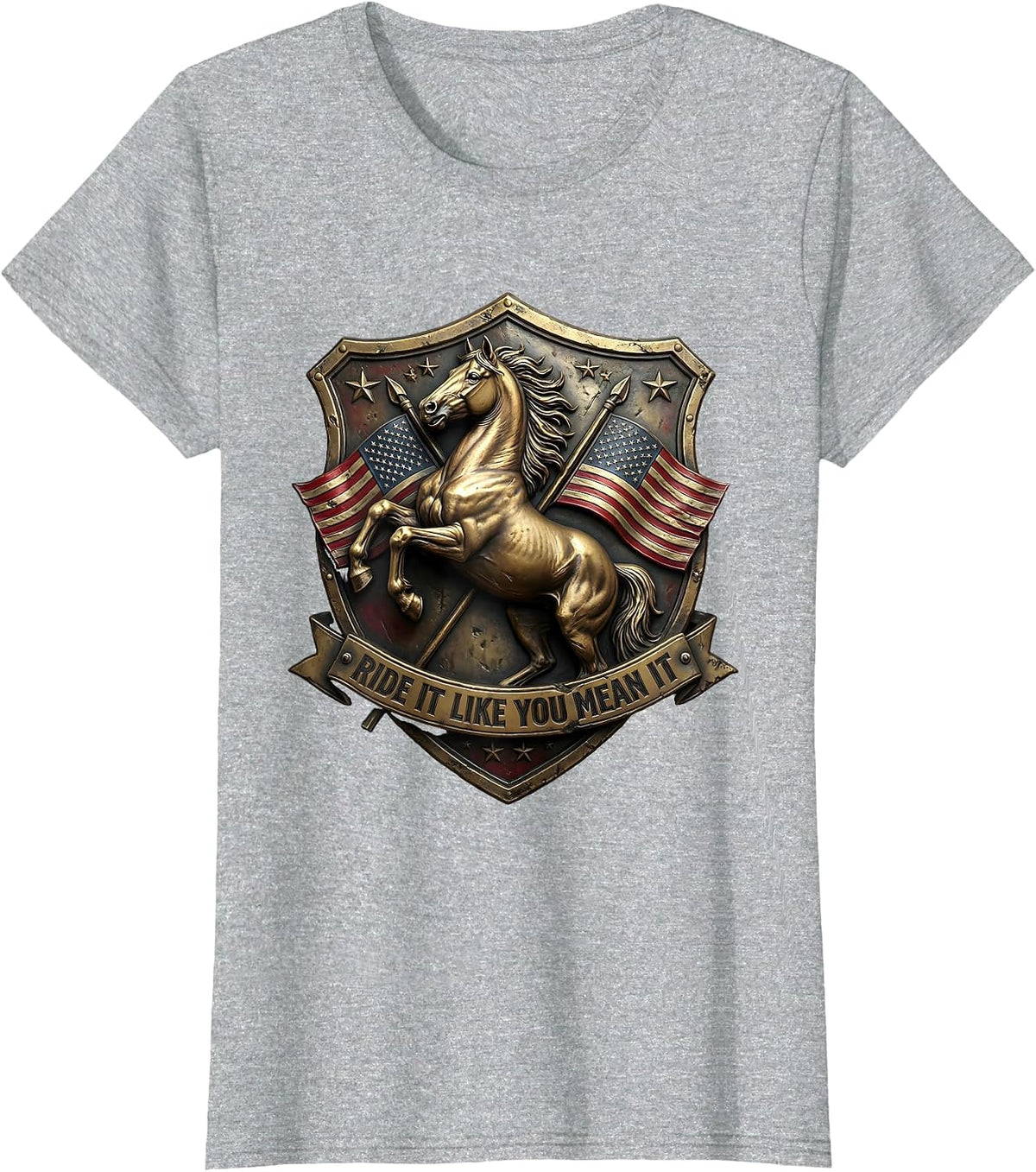Ride It Like You Mean It Horse Riding Design T-Shirt - Heather Grey