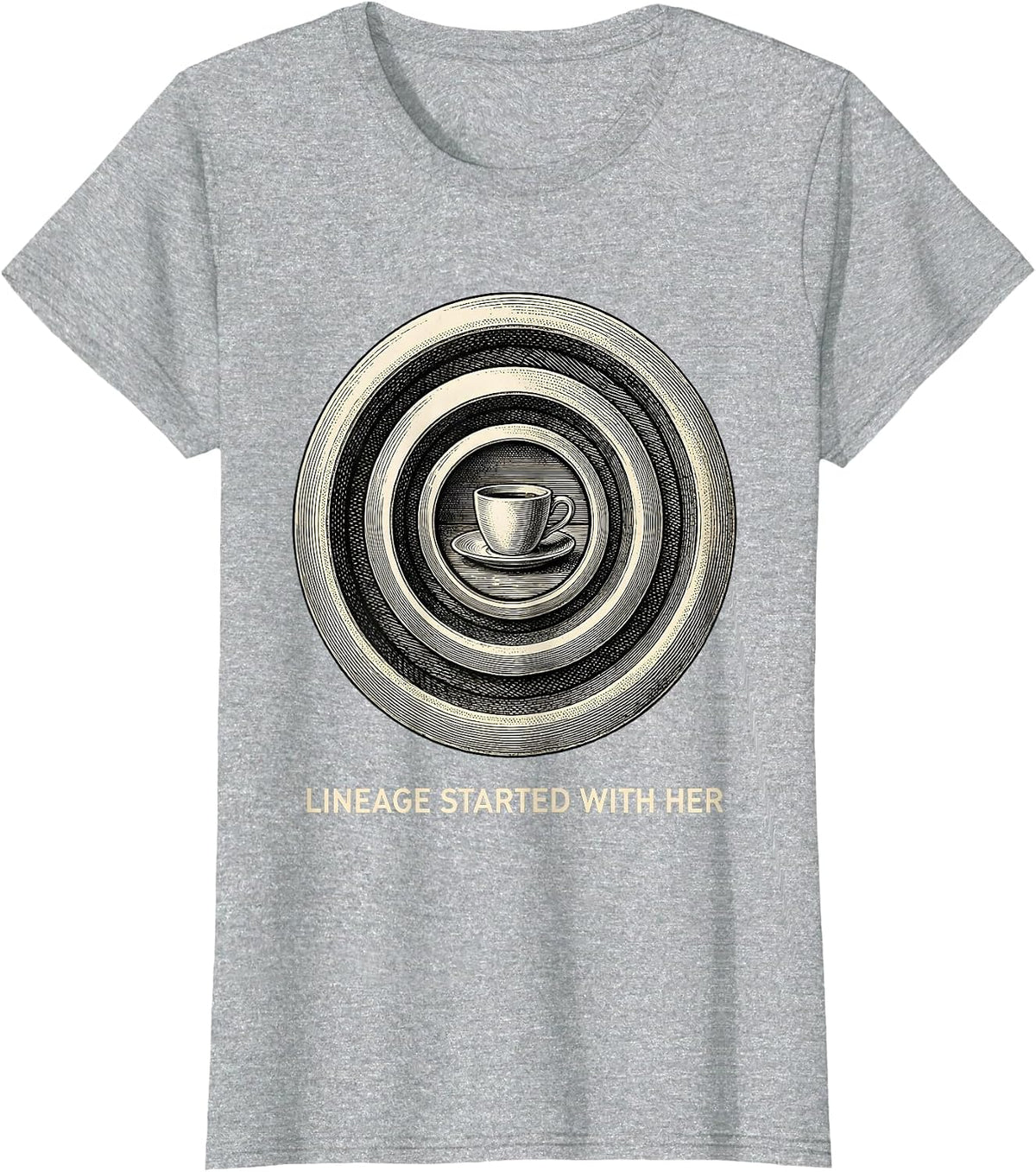 Women's Lineage Started With Her Family Matching Mother's Day T-Shirt - Heather Grey