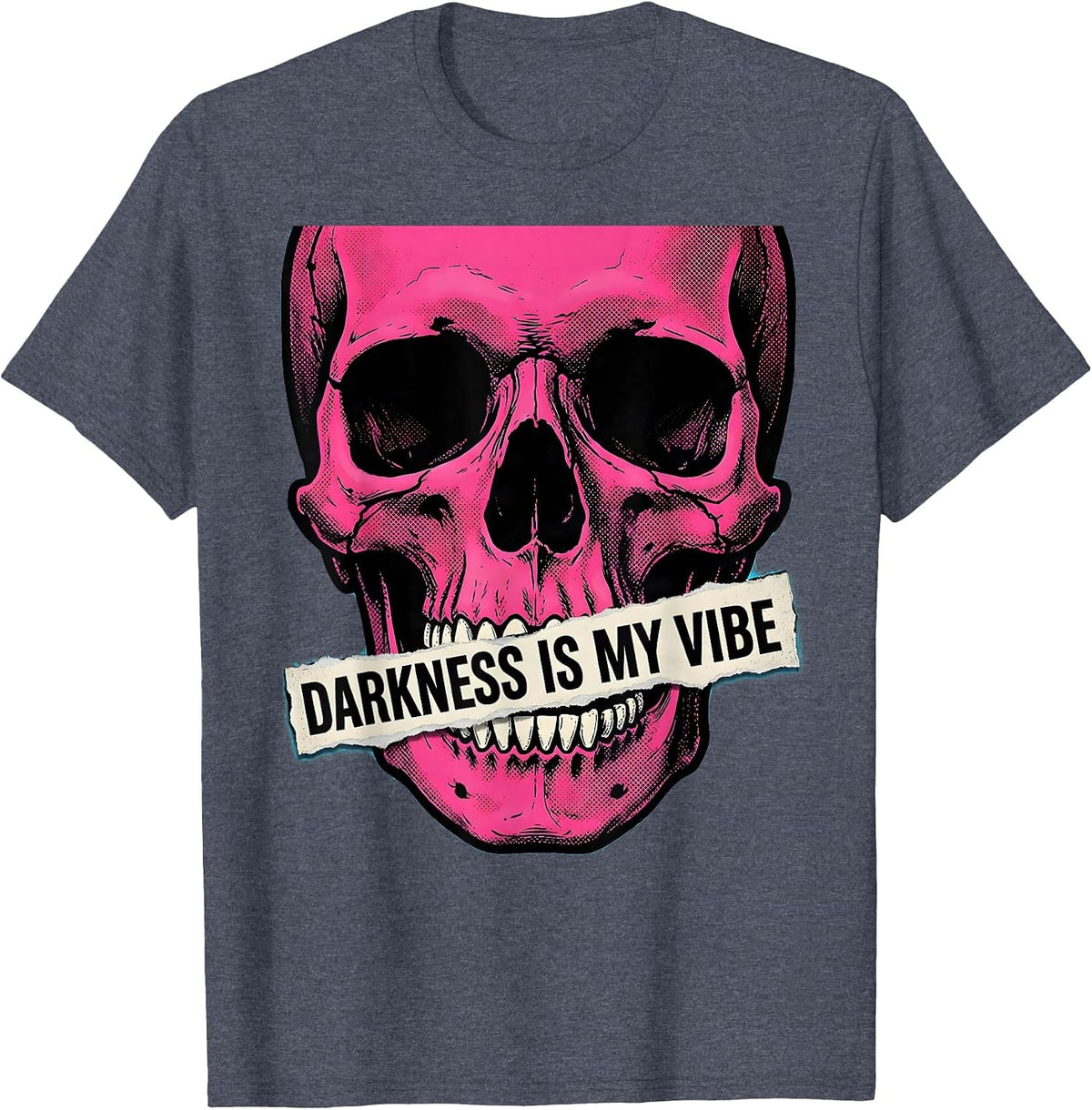 Darkness Is My Vibe Halloween Graphic Design T-Shirt - Heather Blue