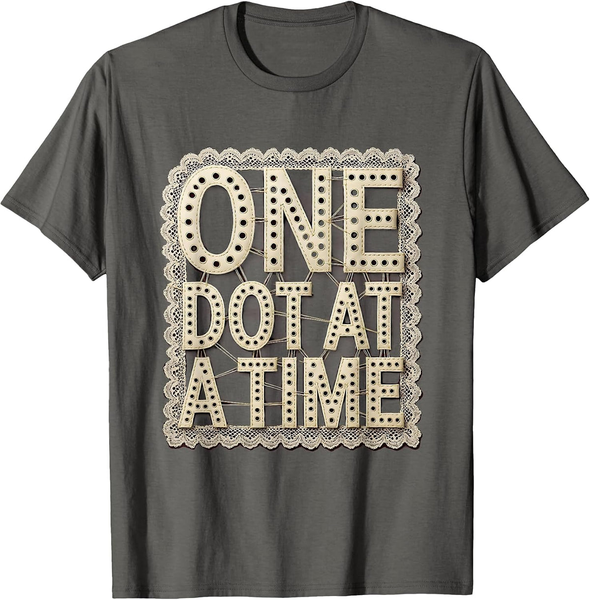 One Dot At A Time Motivational Graphic Design T-Shirt - Asphalt Grey