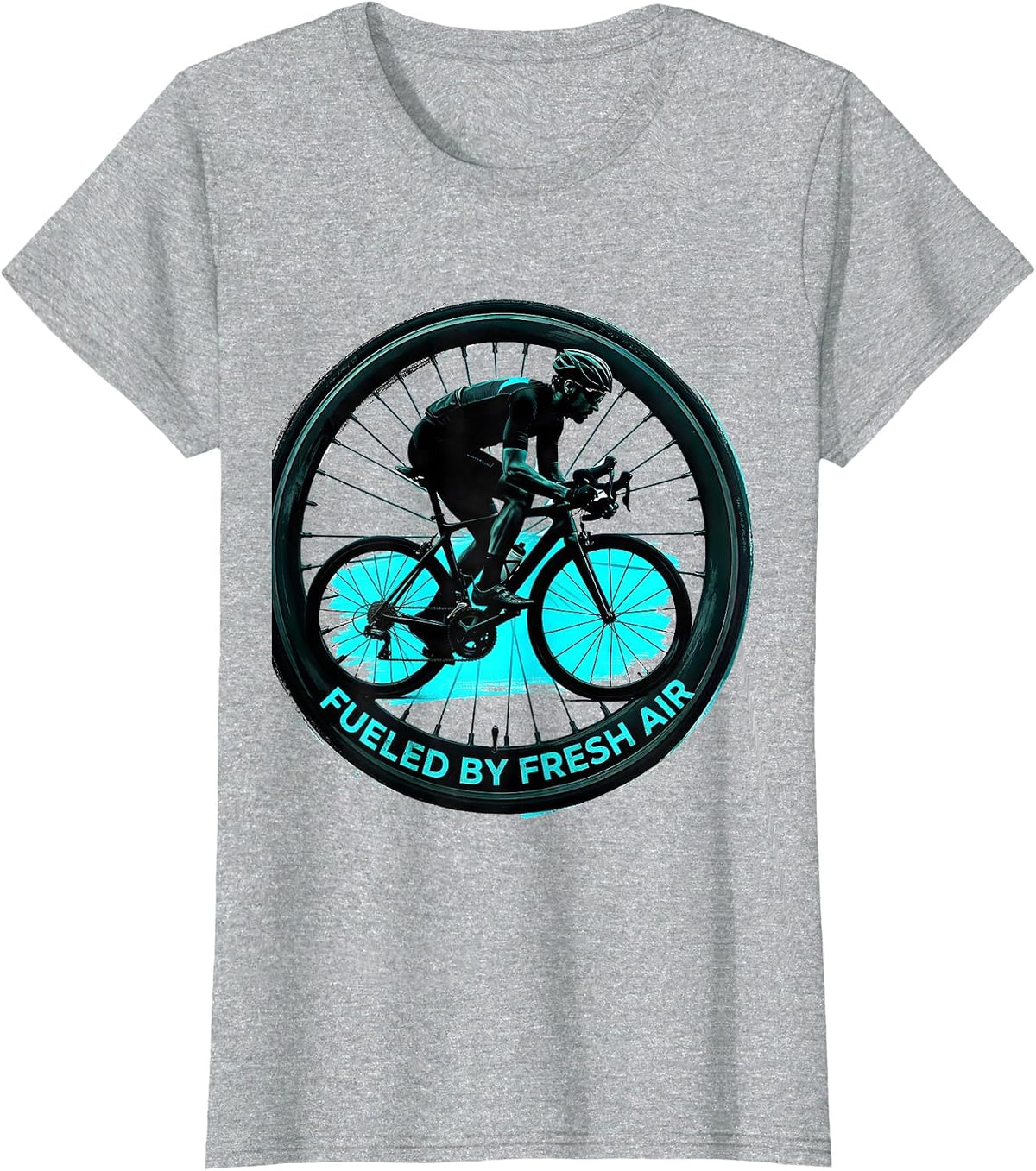 Fueled by Fresh Air Cycling Bike Design T-Shirt - Heather Grey