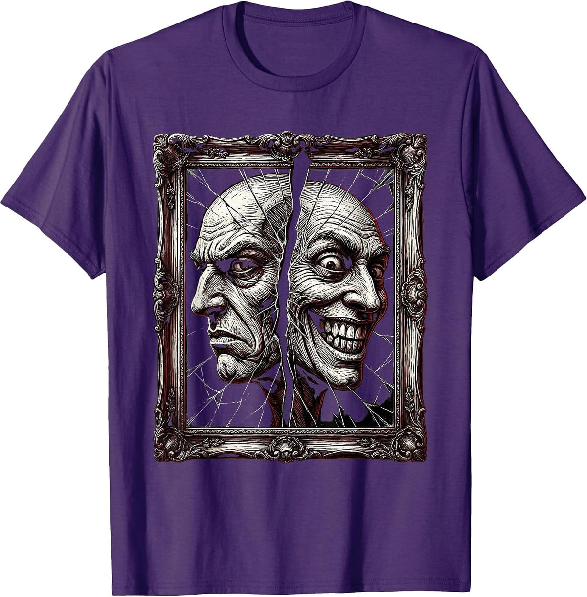 Big Brother Smiling Reflection Graphic Design T-Shirt - Purple