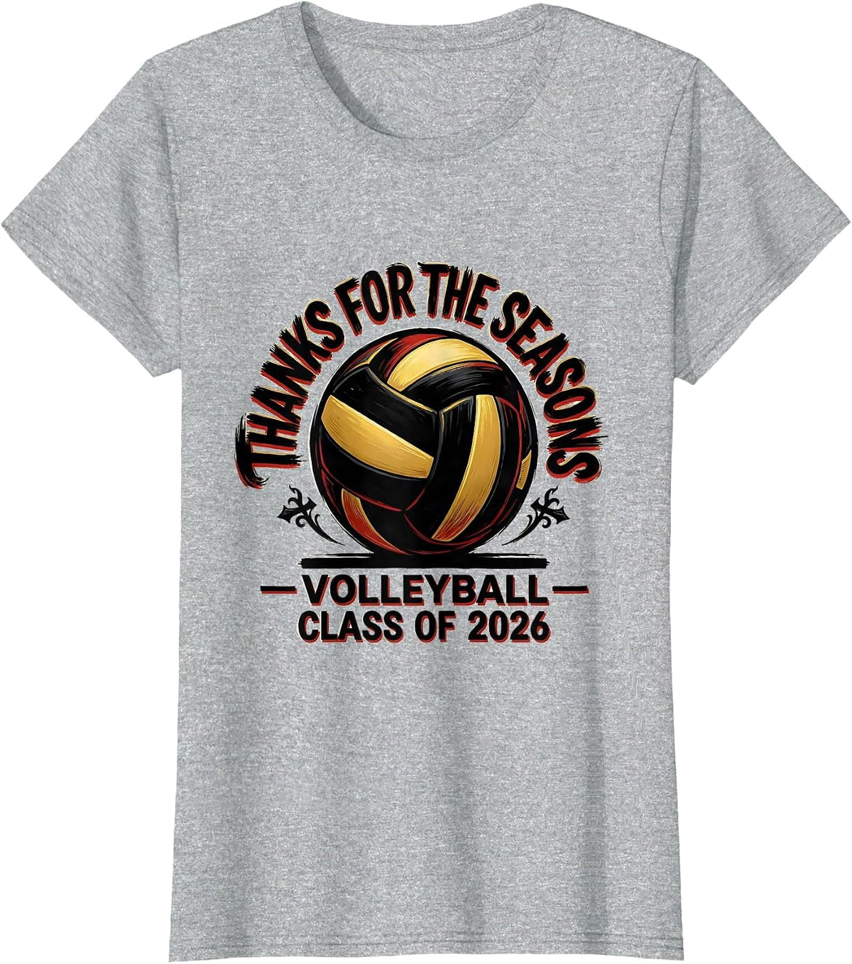 Women's Thanks For The Seasons Volleyball Senior Night 2026 T-Shirt - Heather Grey