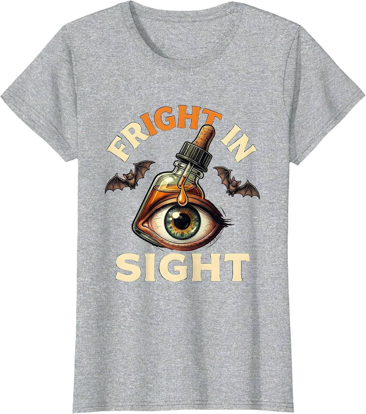 Fright in Sight Halloween Optometrist Eye Doctor Humor T-Shirt - Heather Grey