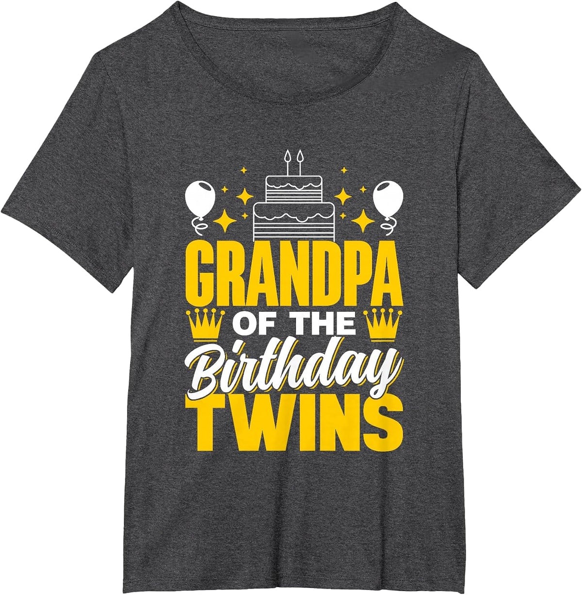 Grandpa of The Birthday Twins Celebrate Cute Twin Granddad T-Shirt - Dark Heather Grey