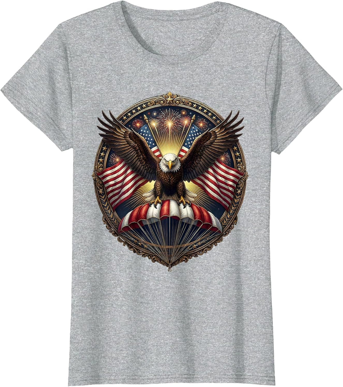 Parachutist Golden Sunrise Sky Freedom Design T-Shirt - Heather Grey