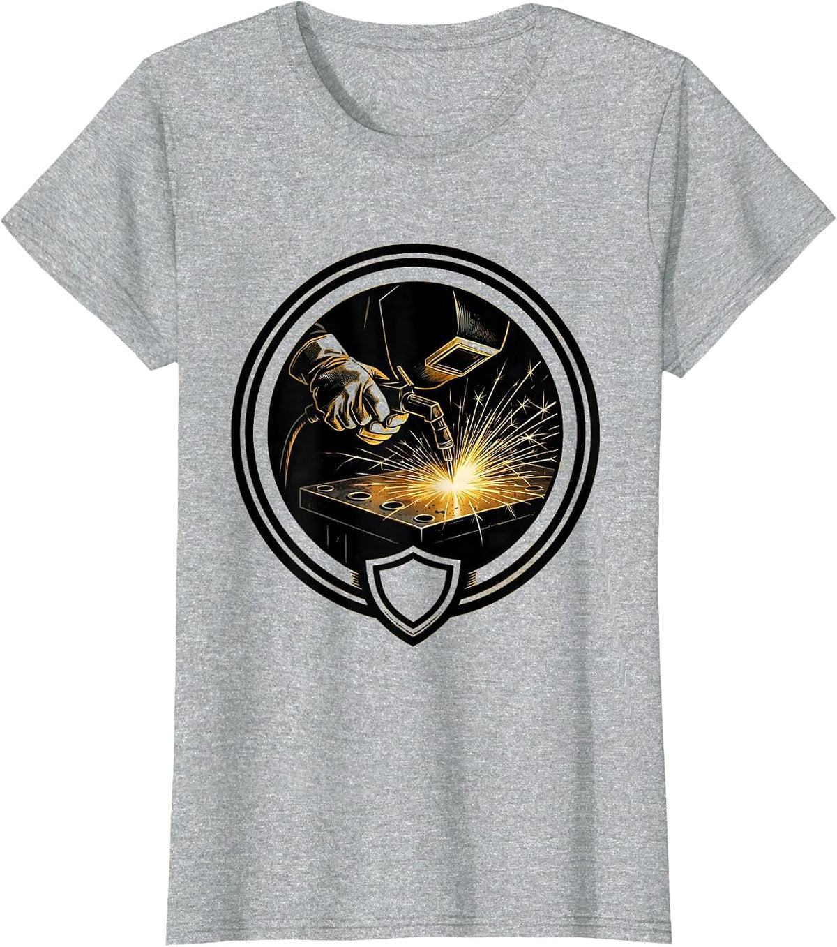 Welder Gloved Hands Torch Graphic Design T-Shirt - Heather Grey