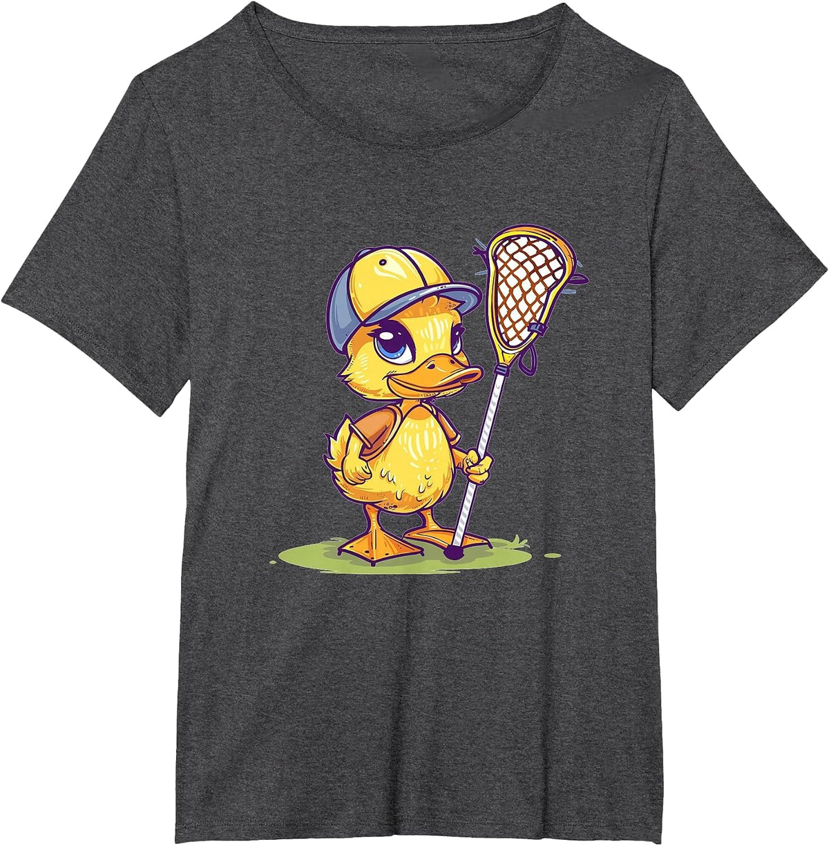 Cute Lacrosse Duck T-Shirt - Dark Heather Grey
