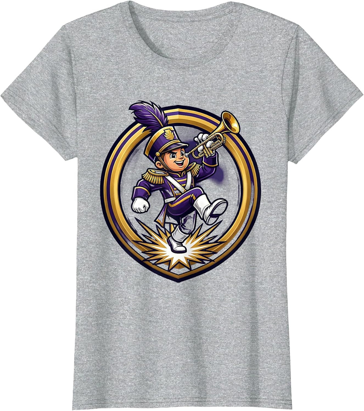 HBCU Kids Trumpet Step Show Illustration T-Shirt - Heather Grey