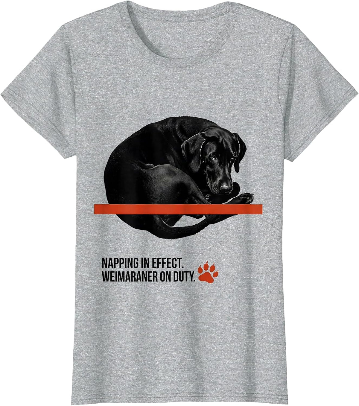 Napping In Effect Weimaraner On Duty Official Sleepshirt Dog T-Shirt - Heather Grey