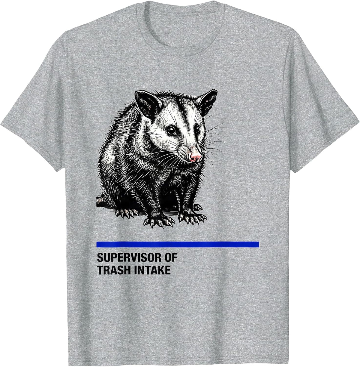 Men's Supervisor Of Trash Intake Funny Opossum Meme Humor T-Shirt - Heather Grey