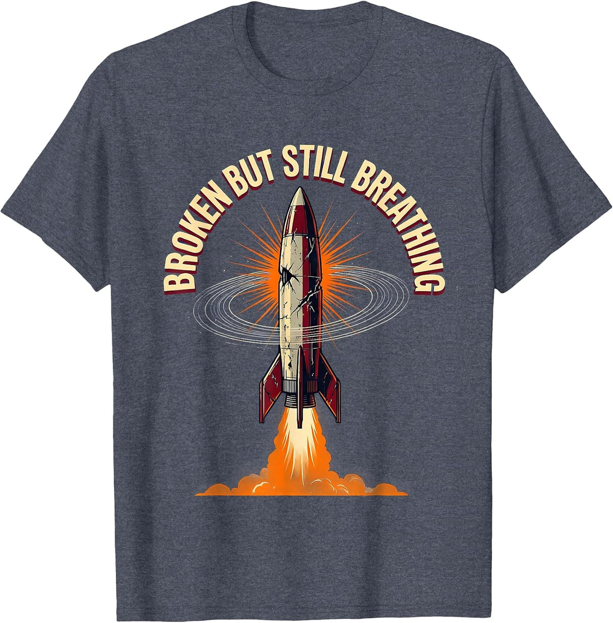 Broken But Still Breathing Emo Dark Art Design T-Shirt - Heather Blue
