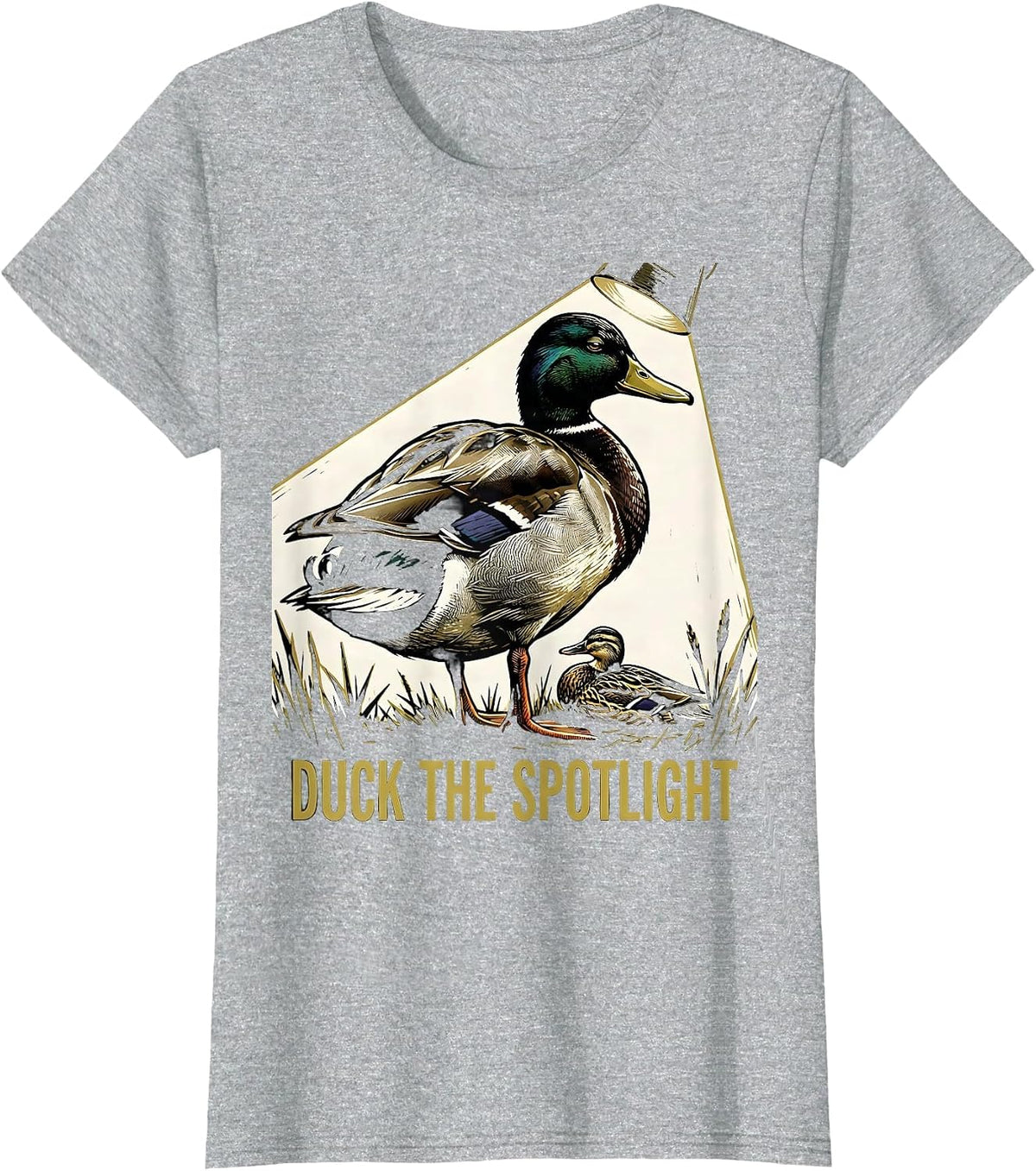 Duck The Spotlight Funny Duck Hunter Hunting Dad Humor T-Shirt - Heather Grey