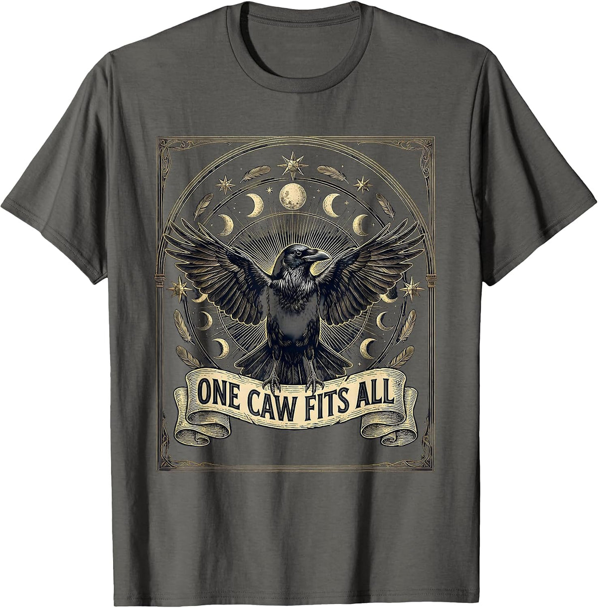 Men's One Caw Fits All Funny Crow Bird Design T-Shirt - Asphalt Grey