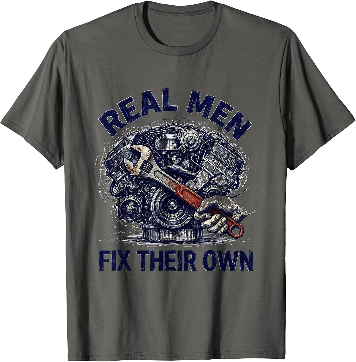 Real Men Fix Their Own Bold DIY Pride Design T-Shirt - Asphalt Grey