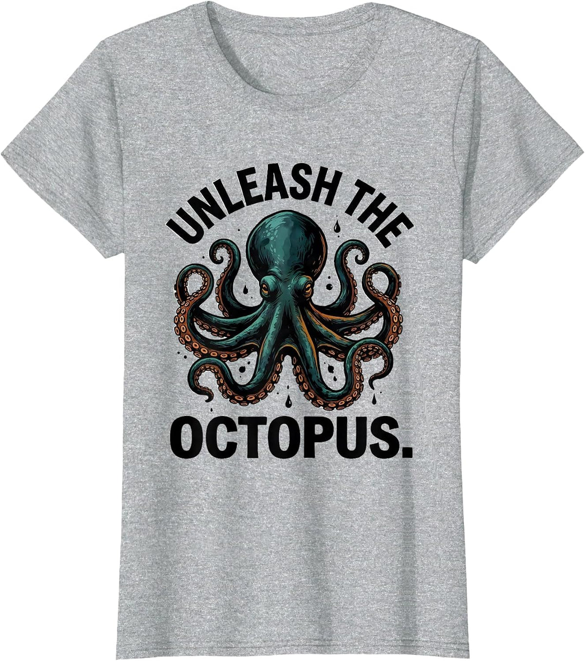 Women's Unleash The Octopus Funny Octopus Lover Vintage Japanese Sea T-Shirt - Heather Grey